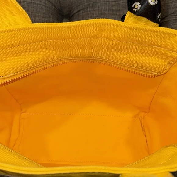 Kate Spade Bag Yellow White Striped Canvas Logo Small Tote Bag - Picture 14 of 17